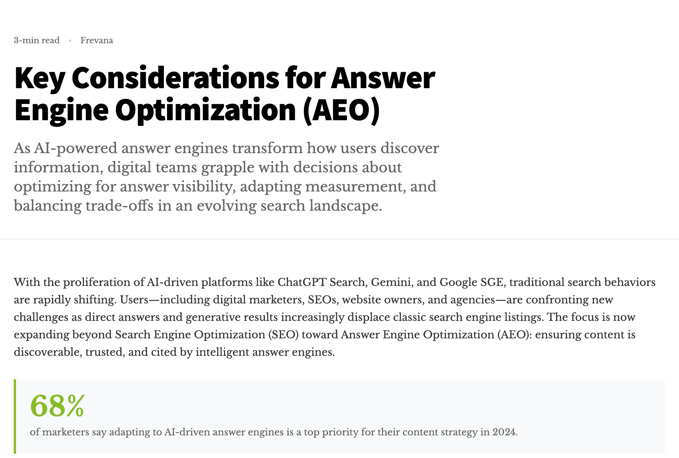 Key Considerations for Answer Engine Optimization (AEO)